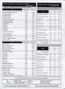 X12 and No 11 Timetable October 2019
