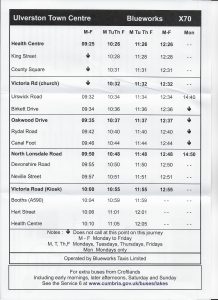 X70 Timetable October 2019
